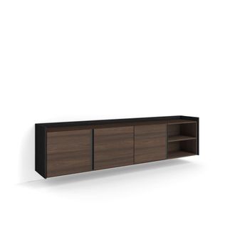 Skraut Home Mueble tv efecto madera roble oscuro y negro 207x35x50cm colgado