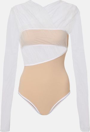 Nensi Dojaka Cutout ruched sheer bodysuit
