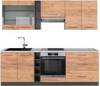 Vicco Mueble De Cocina Fame-line, Oro Power Roble/antracita, 235 Cm, Et M&aacute;rmol, Vicco