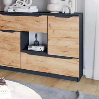 Vicco Aparador Ruben, Roble Dorado, 120 X 84 Cm Con Cajones
