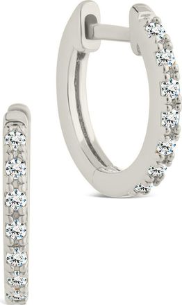 Sterling Forever Dainty Cubic Zirconia Huggie Hoop Earrings in Silver at Nordstrom Rack
