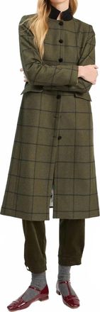 Vilagallo Dori Plaid Long Coat In Green & Black