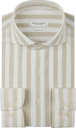 Profuomo Heren, Overhemden, Beige, Maat: M Katoen
