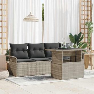 vidaXL Set Divano Da Giardino 5 Pcs Grigio Chiaro Poly Rattan - Vidaxl