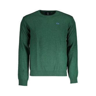 La Martina La Martina, Round-neck Knitwear, male, Green, Size: 2XL Green Wool Embroidered Shirt