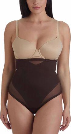 Miraclesuit Sexy Sheer Shaping Extra Firm Control High Waist Thong In Coffee