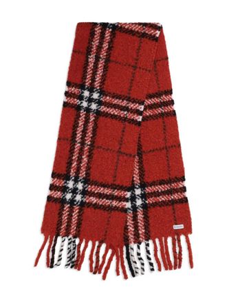 Burberry fringed checked scarf - Red