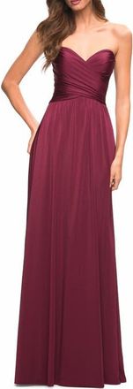 La Femme Strapless Jersey Gown in Dark Berry at Nordstrom, Size 12