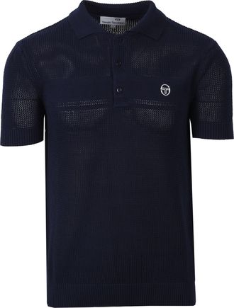 Sergio Tacchini Mens SABINO KNITTED POLO SHIRT MARITIME BLUE - Navy Cotton - Size X-Large