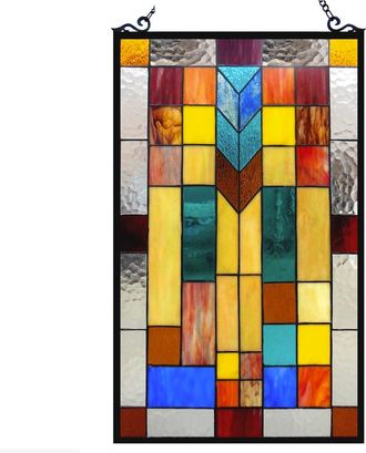 Chloe Lighting TATE Tiffany-glass Mosaic Design Window Panel 16x26