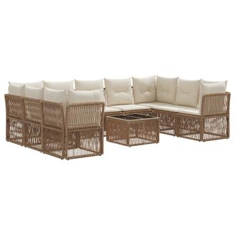 vidaXL Conjunto De Sof&aacute;s De Jard&iacute;n 10 Pcs Beige Rat&aacute;n Sint&eacute;tico Vidaxl