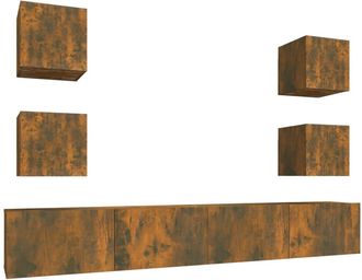 vidaXL Set De Muebles De Tv 6 Pzas Madera Contrachapada Roble Ahumado Vidaxl