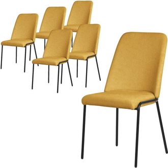 ML Design Ml-design Juego 6x Sillas De Comedor En Color Mostaza Poli&eacute;ster Tapizado Con Patas De Metal Asiento Acolchado Con Respaldo Dise&ntilde;o Atemporal Mueble Erg