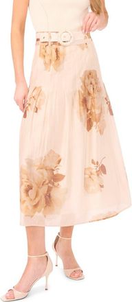 Ted Baker Penelope Floral Midi Skirt in Biscotti Beige at Nordstrom, Size 14
