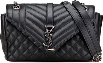 Saint Laurent Pre-owned Womens College Shoulder Bag Quilted Leather - Black - One Size