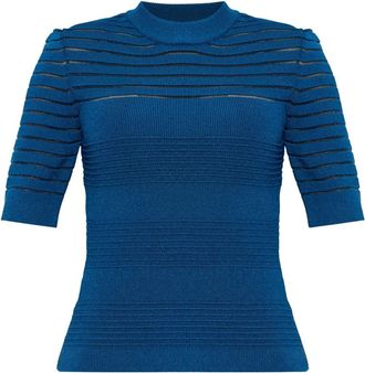 Balmain Fitted Top - Dames - Ronde hals truien - Blauw - M - Truien & Vesten