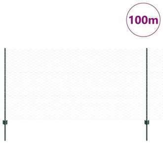 Berkfield Home Green Fence Posts 11 pcs U-Channel Green 140 cm Steel, Hexagon Fe