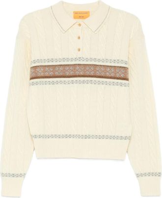 Guest In Residence Cable Collegiate gebreide polotop - Geel