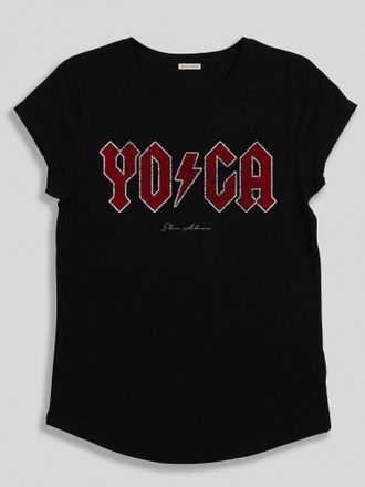 Eden Paris Womens Yoga 3.0 Rolled Sleeve Tour Tee In Vintage Black