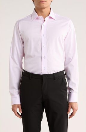 Lorenzo Uomo Trim Fit Textured Cotton Dress Shirt in Pink at Nordstrom Rack, Size 14.5 - 32