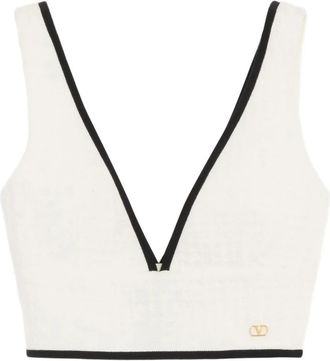 Valentino Garavani VLogo Mouwloze Top - Dames - Tops zonder mouwen - Wit - XS - Katoen - Tops