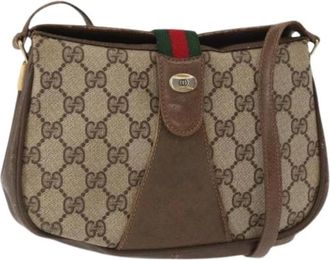 Gucci Pre-owned Cross Body Bags, female, Beige, Size: ONE SIZE Pre-owned Canvas Cross Body Bag