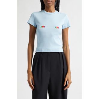 HommeGirls x Fruit of the Loom Double Logo Baby Tee in Baby Blue at Nordstrom, Size X-Small