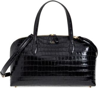 Toteme Medium Lounge Croc Embossed Leather Tote in Black at Nordstrom