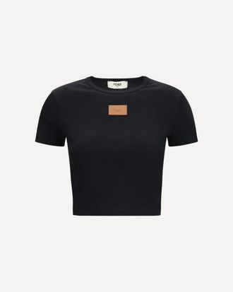Fendi T-shirt cropped in cotone a costine Woman M