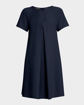 【リッチ＆シック】EMPORIO ARMANI Vネックプリーツドレス カップスリーブ ミディレングス ドレス | Armani Exchange