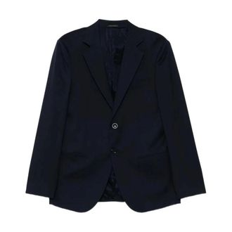 Giorgio Armani Jassen, Heren, Blauw, L, Wol, Enkelrijige wollen blazer