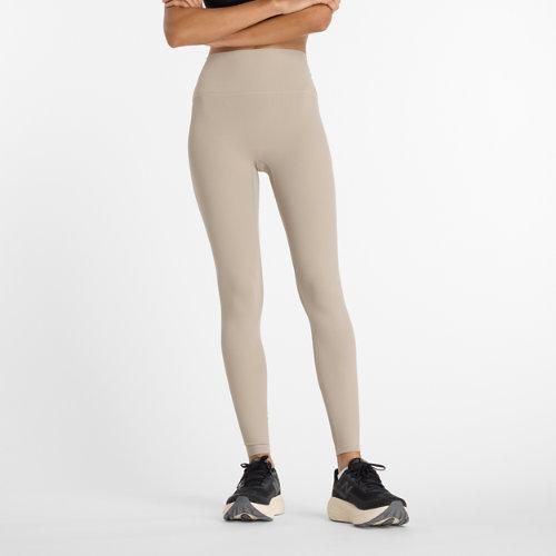 New Balance Donna Ribbed High Rise Legging 27 in Beige, Maglia di
