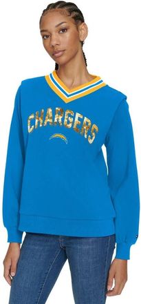 Tommy Hilfiger Womens Tommy Hilfiger Powder Blue Los Angeles Chargers Alice V-Neck Pullover Sweatshirt at Nordstrom, Size X-Large