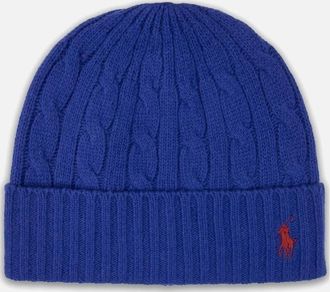 Polo Ralph Lauren Mens Polo Ralph Lauren Cable-knit Merino Wool-blend Beanie Elec Blue - Size: OS