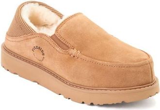 Dearfoams Fireside Suede Sport Knit Loafer Slippers in Chestnut at Nordstrom, Size 11