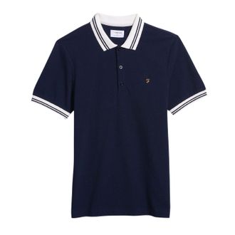 Farah Heren Regular Poloshirt met Korte Mouwen (Echte marine)