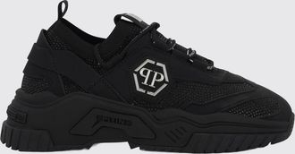 Philipp Plein Sneakers basse in pelle e viscosa stretch con monogram e strass