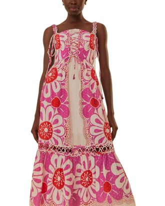 Farm Rio Farm Rio Maia Off-White Sleeveless Midi Dress