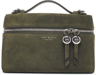 Tory Burch Tory Burch Romy Slim Top Handle groene su&egrave;de tas