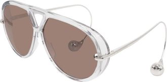 Bottega Veneta Zonnebril met Oorbellen - Dames - Zonnebrillen - Grijs - 63 MM - Accessoires