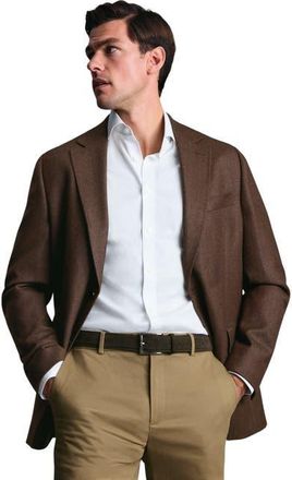 CHARLES TYRWHITT Wool Texture Twill Jacket in Chocolate Brown at Nordstrom, Size 46