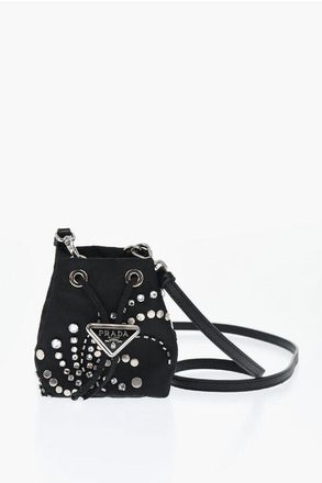Prada Pouch in Nylon con Borchie e Strass taglia Unica
