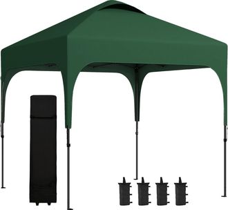 OUTSUNNY Cenador plegable 253x253x268 cm verde oscuro