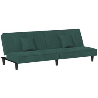 vidaXL Sof&aacute; Cama De Terciopelo Verde Oscuro Vidaxl