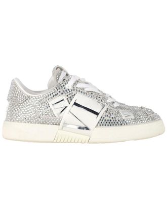 Valentino Womens Leather Vl7n Crystal-Embellished Low-Top Sneaker, Size 41 (Authentic Pre-Loved)