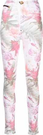 Philipp Plein floral-print skinny jeans - women - Cotton/Polyester/Spandex/Elastane - 30 - White