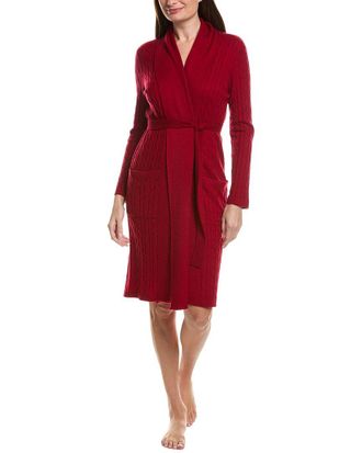 Sofiacashmere Cable Midi Wool & Cashmere-Blend Robe