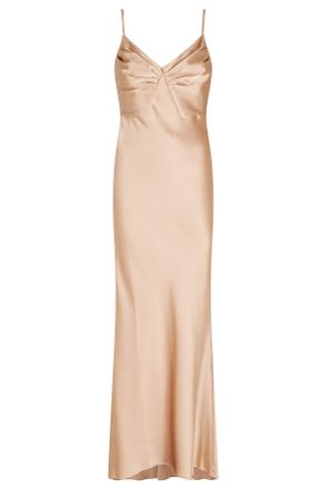 Elisabetta Franchi Champagne Red Carpet Plunging-Back Polyester Evening Dress
