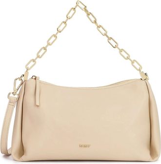 Kazar Leren Handtas met Kettingdetail - Dames - Handtassen - Beige - ONE Size - Leer - Tassen