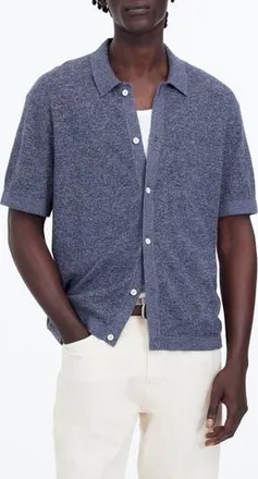 Madewell Marled Cotton Button-Up Sweater Polo in Navy Marl at Nordstrom Rack, Size X-Small